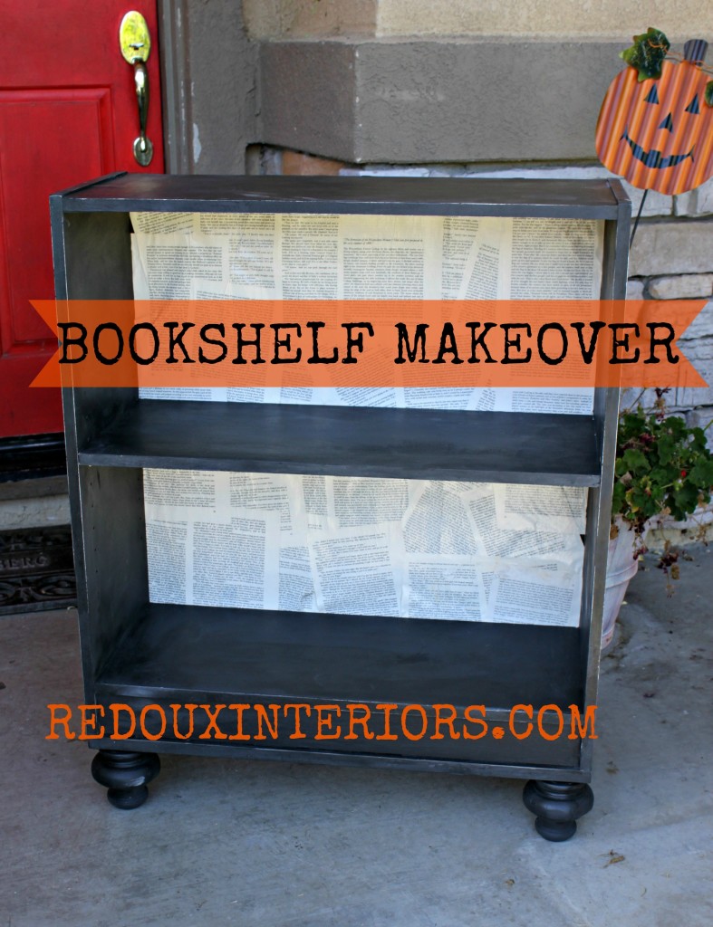Bookshelf backed with bookpages 1 redouxinteriors