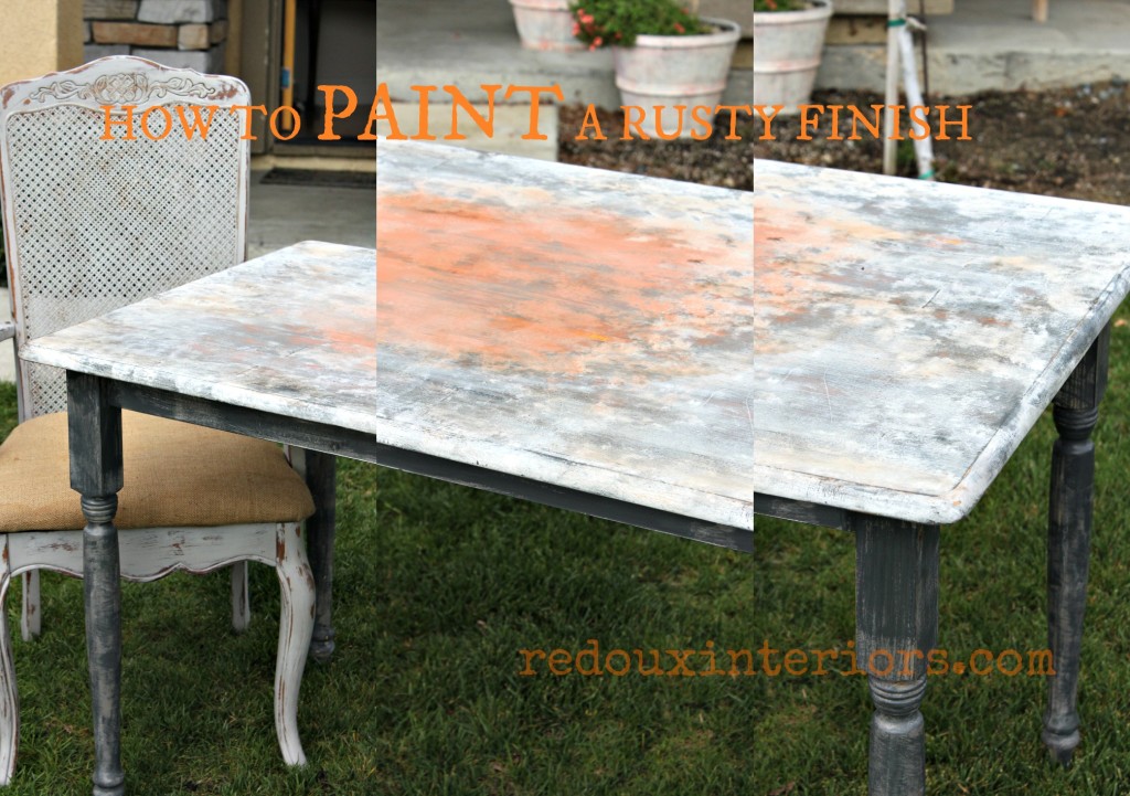 Farm Table Faux rusted top collage BANNER redouxinteriors