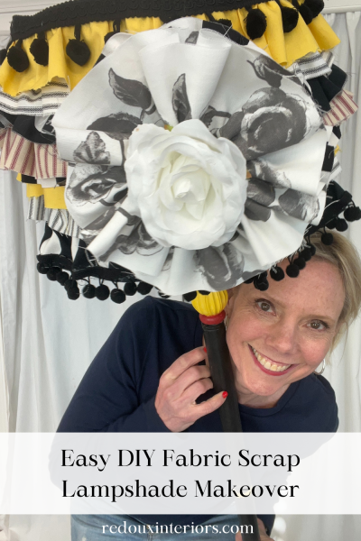 Easy DIY No Sew Fabric Scrap Lampshade Makeover Redoux