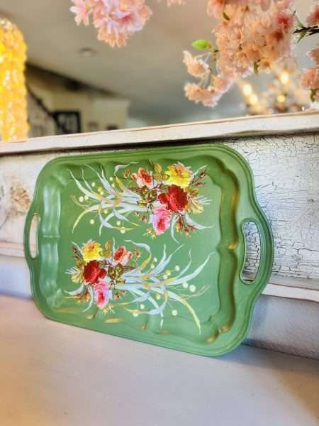 Thrift store tray makeover IOD St. Germaine transfer and DIY Paint Redoux