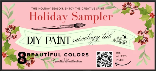 DIY Paint Holiday Sampler Box Karen Berg of Redoux Interiors — limited-edition holiday paint kit featuring 8 beautiful clay-based colors, perfect for upcycled furniture, creative gifts, and festive DIY projects.